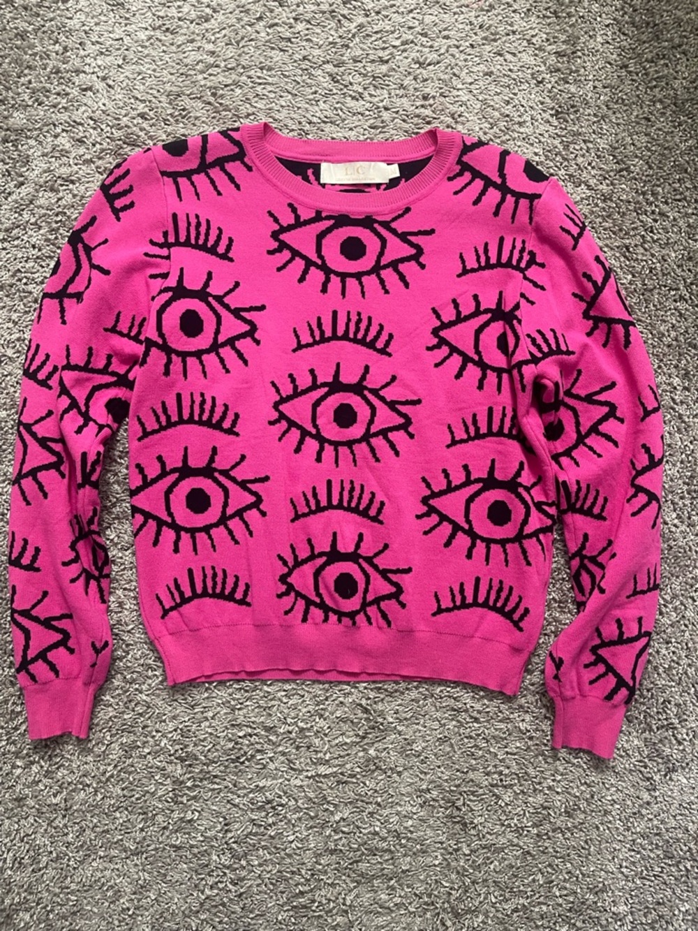 Lizette Collection Hot Pink Evil Eye Sweater
